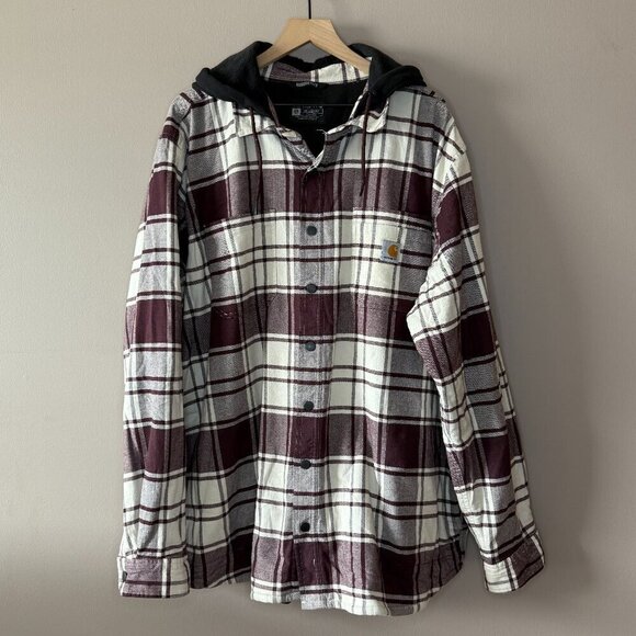 Men's Big and Tall 2XL Carhartt Rugged Flex Relaxed Fit Flannel Fleece Lined - Picture 3 of 9